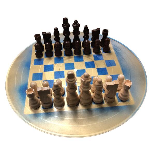 Vinyl Chess Set - Blue & Gold - Picture 1 of 14